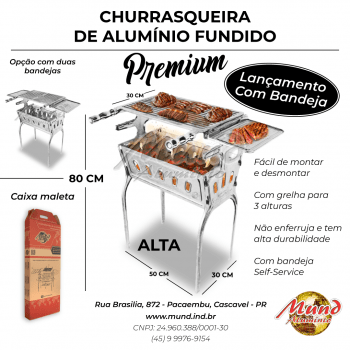 Churrasqueira Premium de Alumínio Fundido Desmontável  com Bandeja