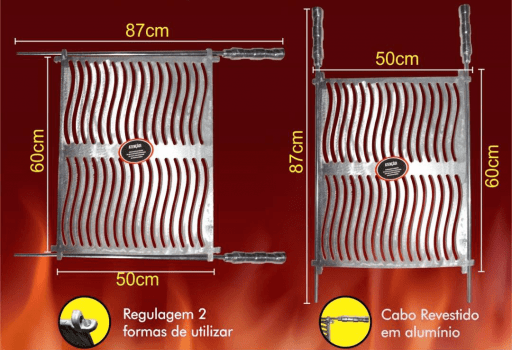 Grelha Alumínio Fundido Cabos Inversiveis.